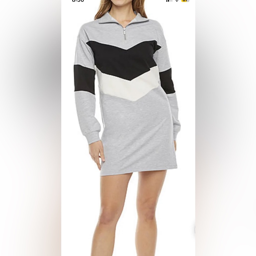 Juicy Couture Gray French Terry Long Sleeve Sweatshirt Dress-Large, NWT